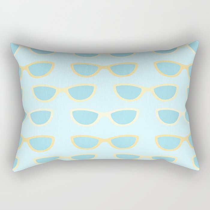 Yellow and blue retro sunglasses Rectangular Pillow Gallery Image 1