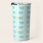 Yellow and blue retro sunglasses Travel Mug Gallery Image 3