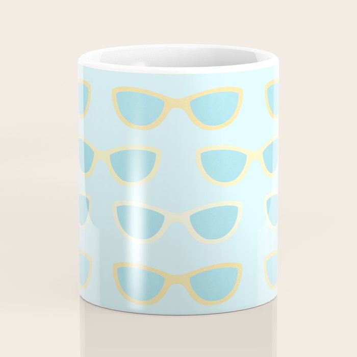 Yellow and blue retro sunglasses Coffee Mug Gallery Image 4