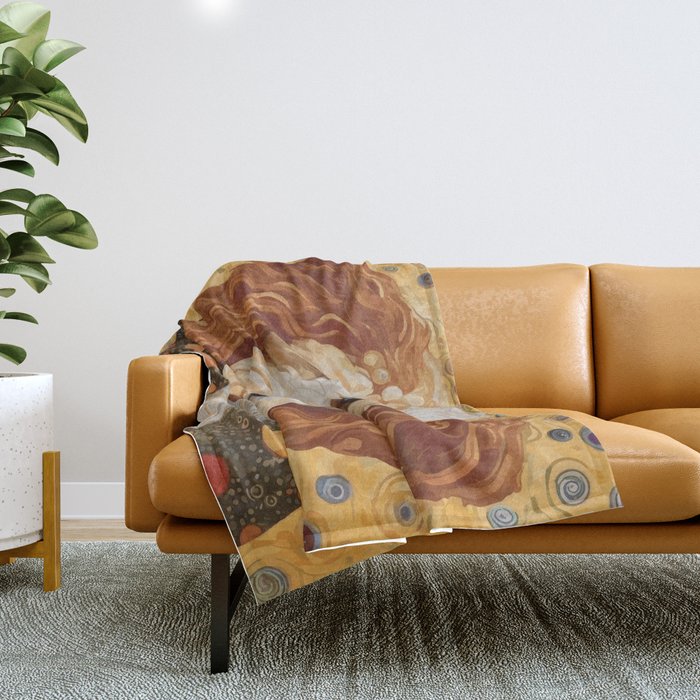Cute Klimt Dog with Colorful Jacket Throw Blanket Gallery Image 1