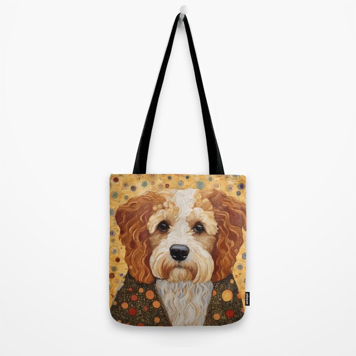Cute Klimt Dog with Colorful Jacket Tote Bag Gallery Image 2
