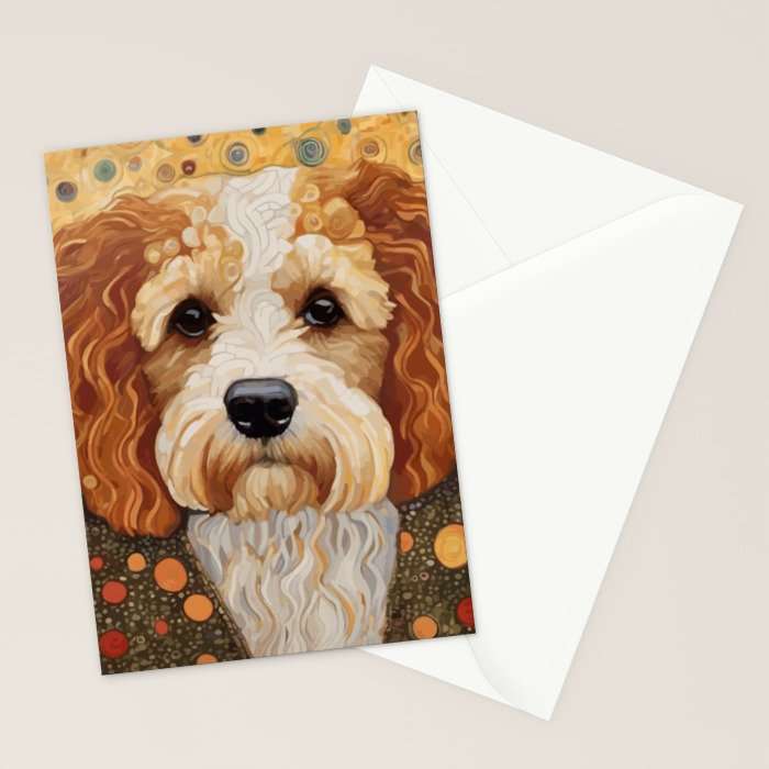 Cute Klimt Dog with Colorful Jacket Stationery Card Gallery Image 2
