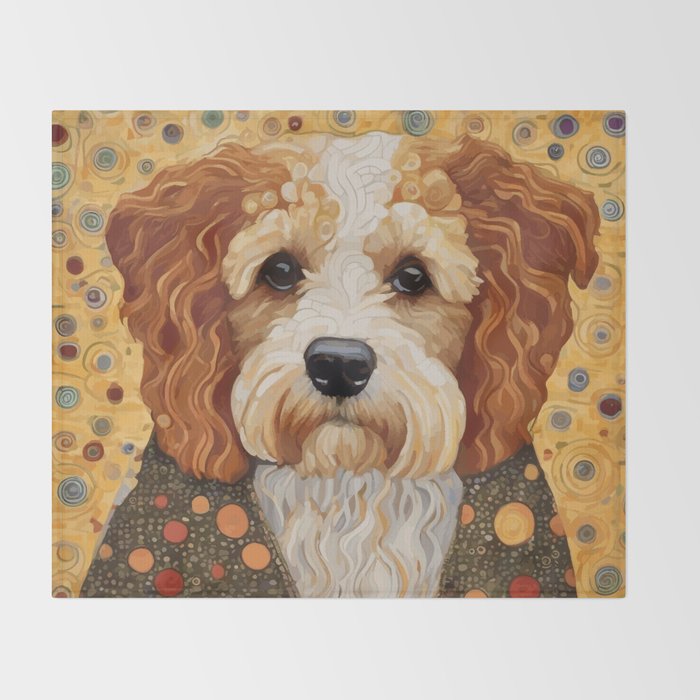 Cute Klimt Dog with Colorful Jacket Throw Blanket Gallery Image 2