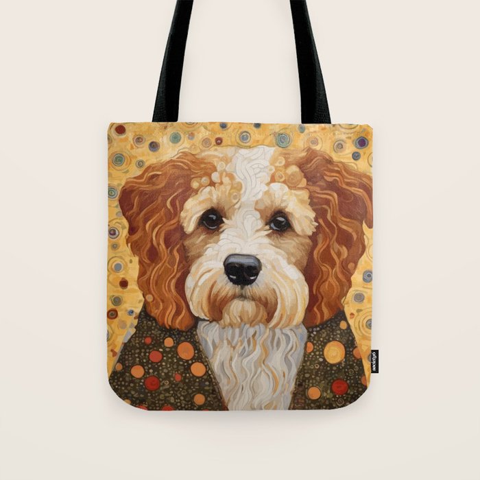 Cute Klimt Dog with Colorful Jacket Tote Bag Gallery Image 1