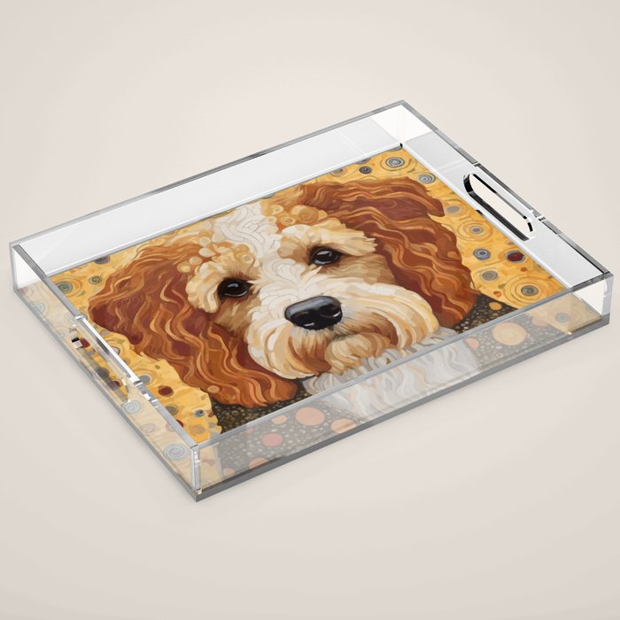 Cute Klimt Dog with Colorful Jacket Acrylic Tray Gallery Image 1