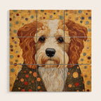 Cute Klimt Dog with Colorful Jacket Wood Wall Art Gallery Image 1