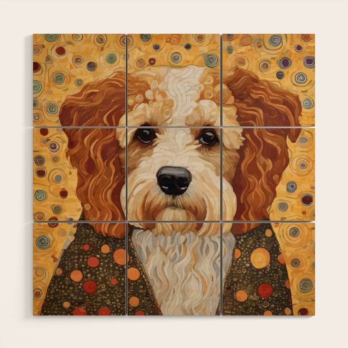 Cute Klimt Dog with Colorful Jacket Wood Wall Art Gallery Image 1