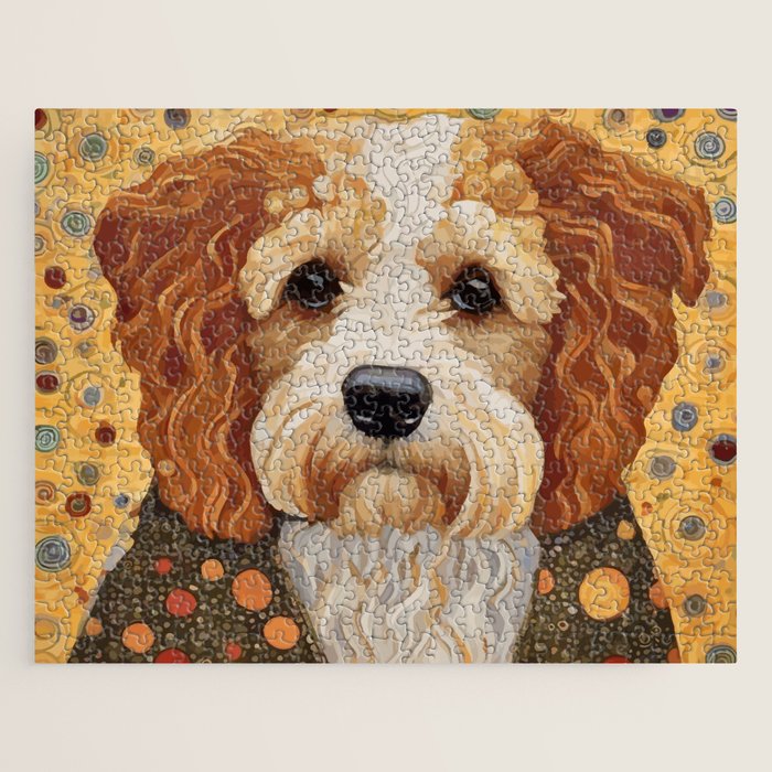 Cute Klimt Dog with Colorful Jacket Jigsaw Puzzle Gallery Image 1
