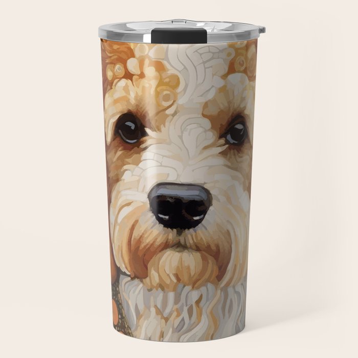 Cute Klimt Dog with Colorful Jacket Travel Mug Gallery Image 1