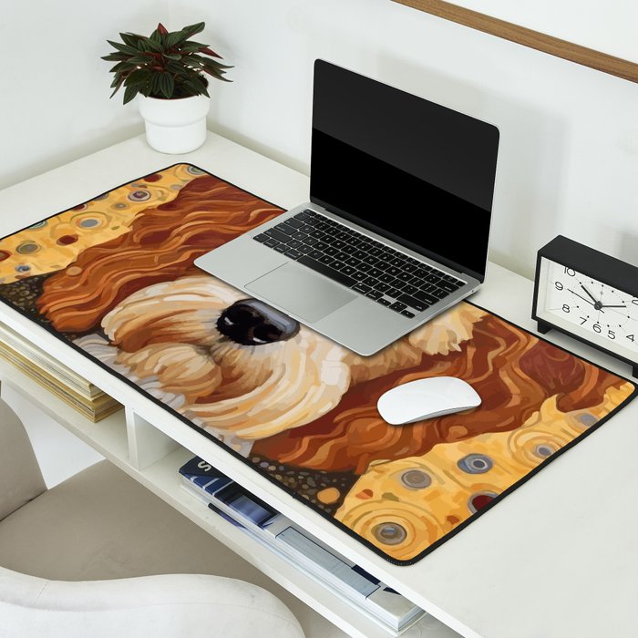 Cute Klimt Dog with Colorful Jacket Desk Mat Gallery Image 2