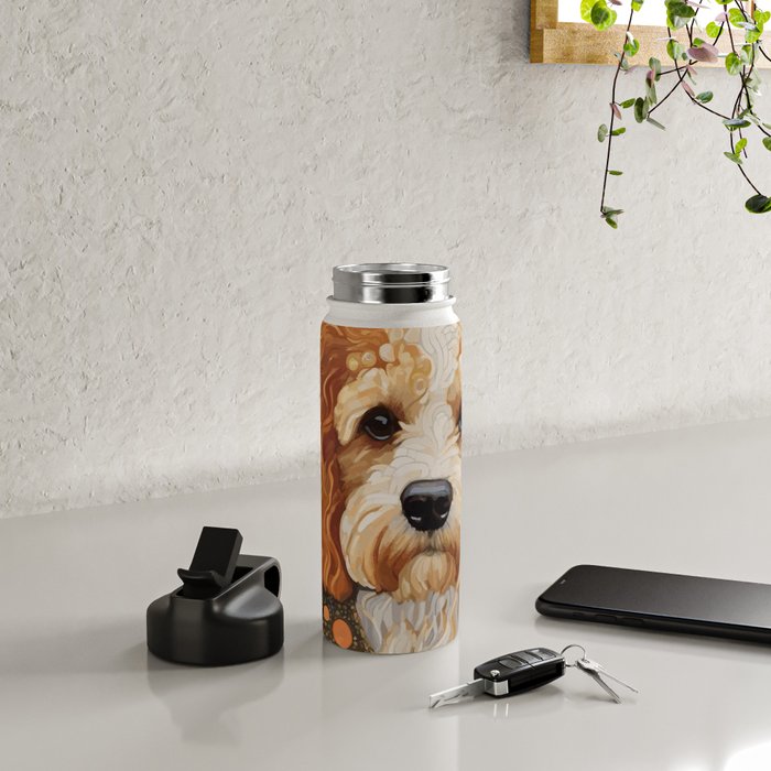 Cute Klimt Dog with Colorful Jacket Water Bottle Gallery Image 4