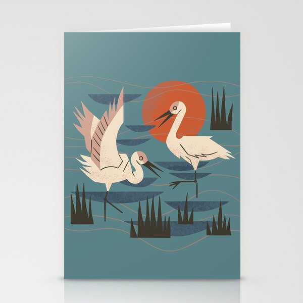 Cranes Wading At Sunset Stationery Card Gallery Image 2