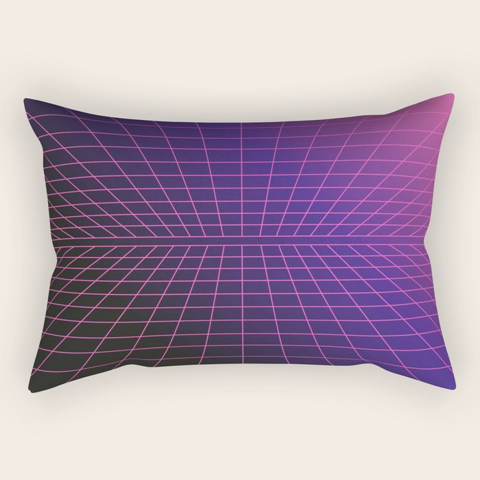 Outrun Grid / 80s Retro Rectangular Pillow Gallery Image 2