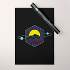 Outrun to the Sun / Spacewave / 80s Retro Wrapping Paper Gallery Image 1