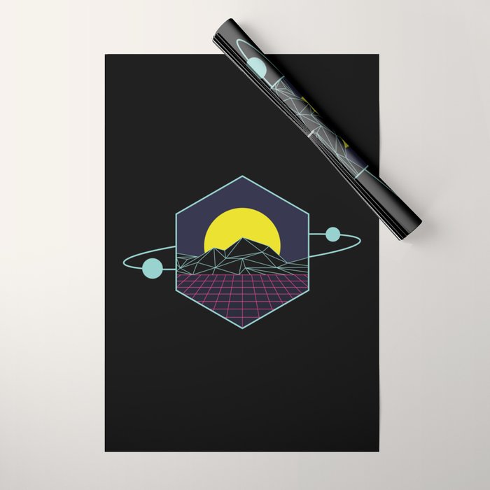 Outrun to the Sun / Spacewave / 80s Retro Wrapping Paper Gallery Image 1