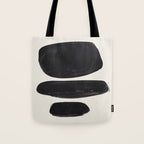 Mid Century Modern Minimalist Abstract Art Brush Strokes Black & White Ink Art Tribal Pebbles Tote Bag Gallery Image 1