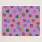 Smiley Face Stamp Print in Purple Jigsaw Puzzle Gallery Image 1