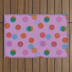 Smiley Face Stamp Print in Purple Outdoor Rug Gallery Image 1