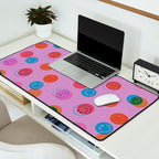 Smiley Face Stamp Print in Purple Desk Mat Gallery Image 2