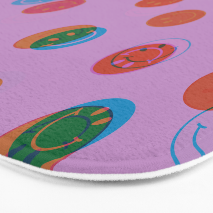 Smiley Face Stamp Print in Purple Bath Mat Gallery Image 3