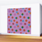 Smiley Face Stamp Print in Purple Wall Mural Gallery Image 2