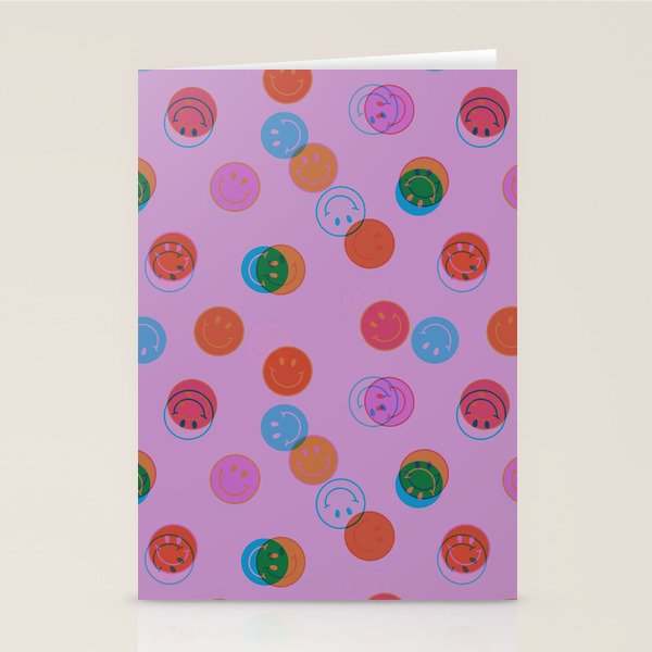 Smiley Face Stamp Print in Purple Stationery Card Gallery Image 2