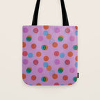 Smiley Face Stamp Print in Purple Tote Bag Gallery Image 1