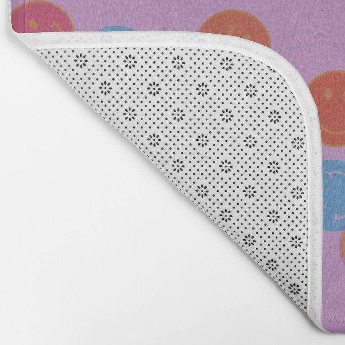 Smiley Face Stamp Print in Purple Bath Mat Gallery Image 2