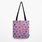 Smiley Face Stamp Print in Purple Tote Bag Gallery Image 2