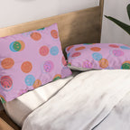 Smiley Face Stamp Print in Purple Pillow Sham Gallery Image 2