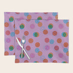 Smiley Face Stamp Print in Purple Placemat Gallery Image 1