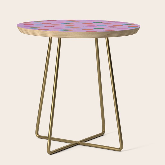 Smiley Face Stamp Print in Purple Side Table Gallery Image 1