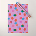 Smiley Face Stamp Print in Purple Wrapping Paper Gallery Image 1