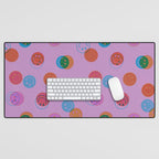 Smiley Face Stamp Print in Purple Desk Mat Gallery Image 1