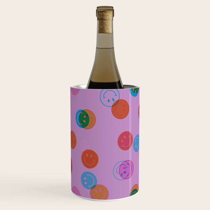 Smiley Face Stamp Print in Purple Wine Chiller Gallery Image 1