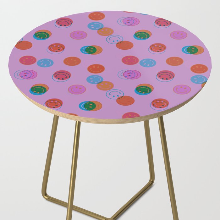 Smiley Face Stamp Print in Purple Side Table Gallery Image 2