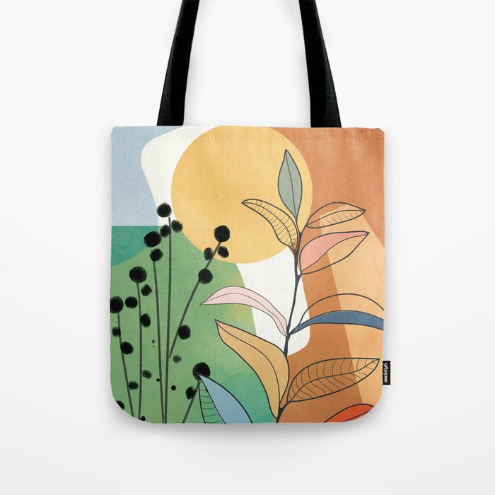 Modern abstract leaves line art 12 Tote Bag Gallery Image 1