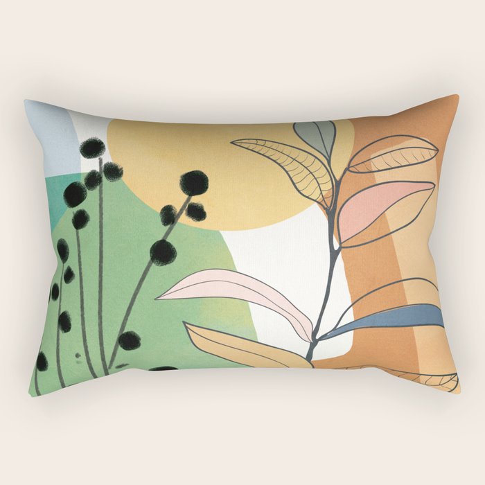 Modern abstract leaves line art 12 Rectangular Pillow Gallery Image 1