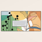 Modern abstract leaves line art 12 Desk Mat Gallery Image 1