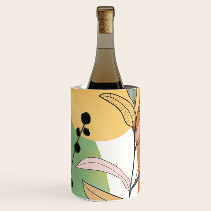 Modern abstract leaves line art 12 Wine Chiller Gallery Image 1