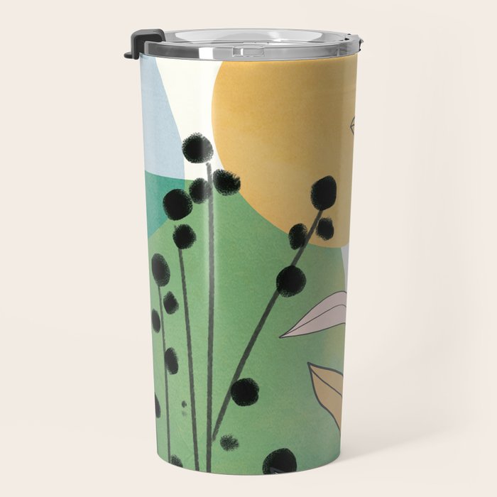 Modern abstract leaves line art 12 Travel Mug Gallery Image 3