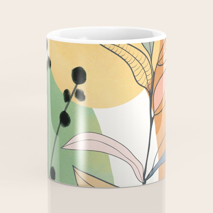 Modern abstract leaves line art 12 Coffee Mug Gallery Image 4