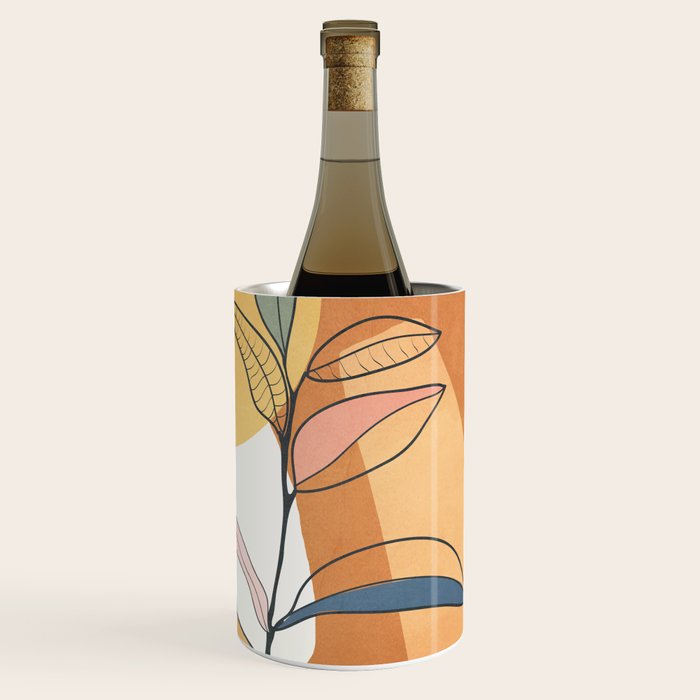 Modern abstract leaves line art 12 Wine Chiller Gallery Image 3