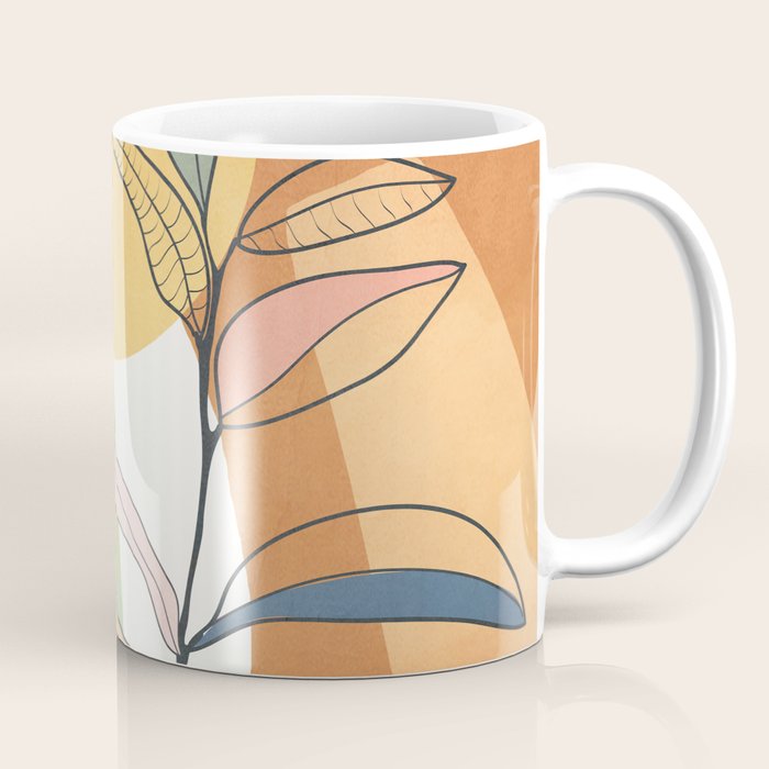 Modern abstract leaves line art 12 Coffee Mug Gallery Image 1
