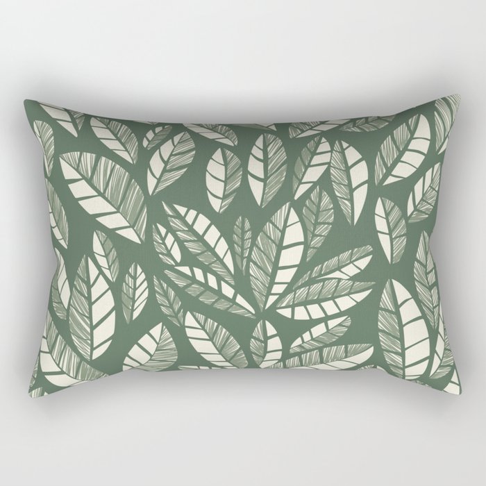 Wildlife Safari Laeves green Rectangular Pillow Gallery Image 2