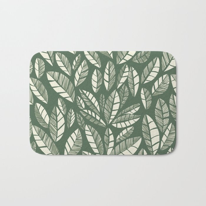 Wildlife Safari Laeves green Bath Mat Gallery Image 1