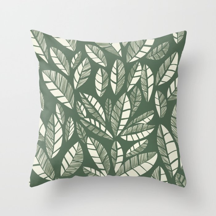 Wildlife Safari Laeves green Throw Pillow Gallery Image 6