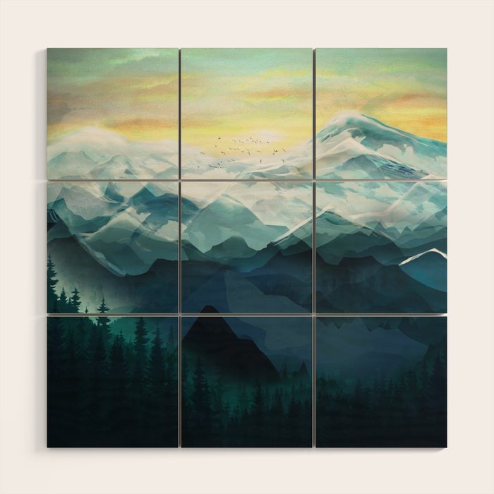Mountain Range Wood Wall Art Gallery Image 1