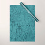 Cactus Scene in Blue Wrapping Paper Gallery Image 1