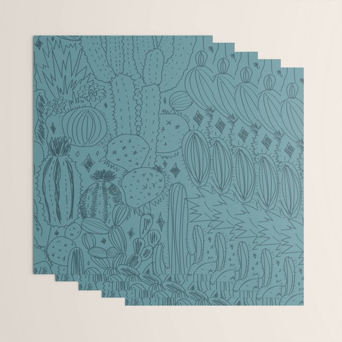 Cactus Scene in Blue Wrapping Paper Gallery Image 3